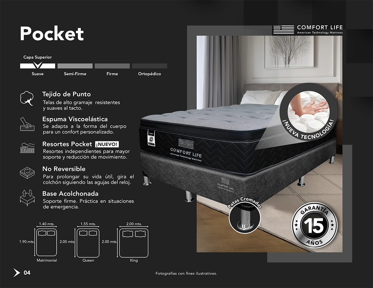 Colchón Comfort Life Pocket Euro Pillow Top