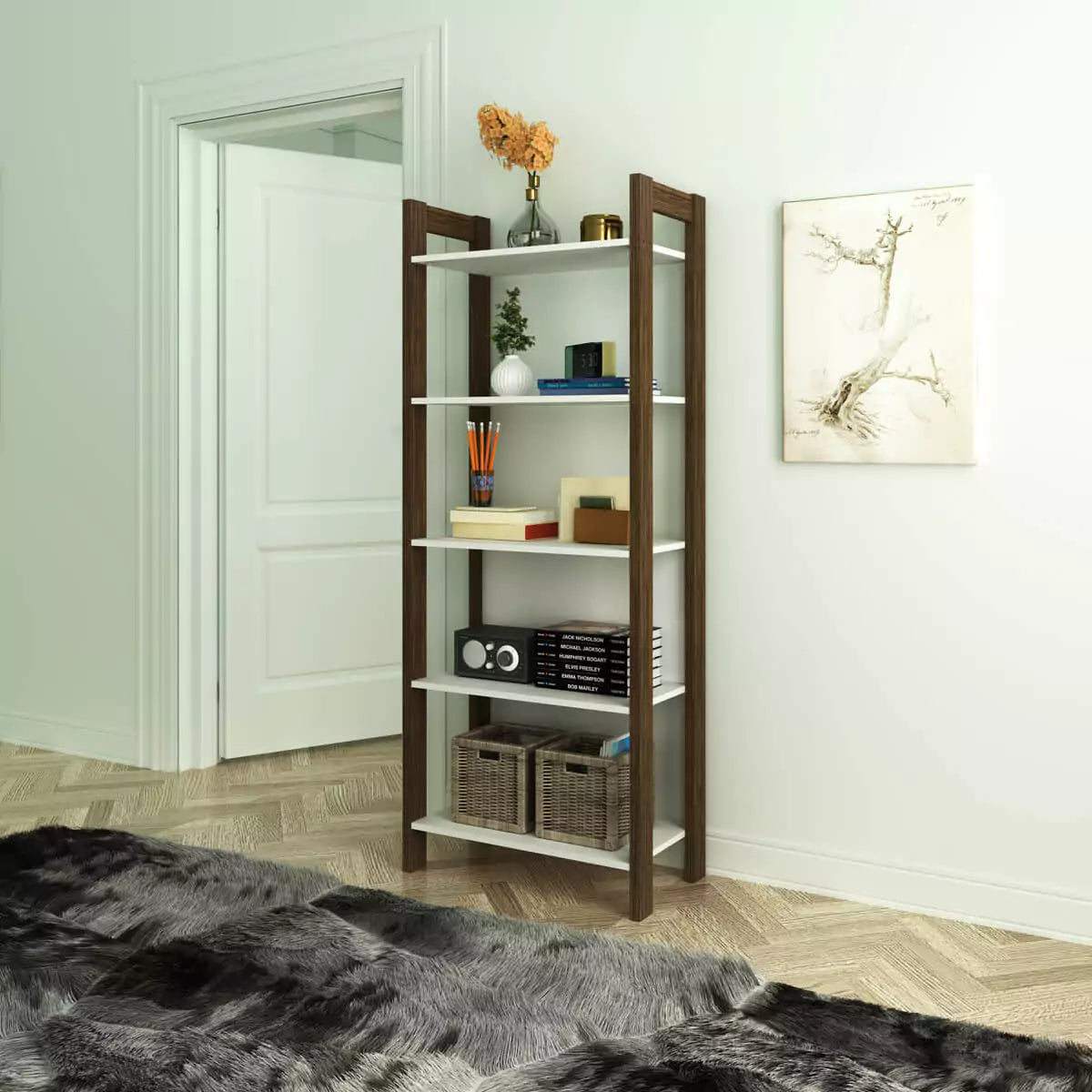 Estanteria Multiuso de Madera 165X65X36 - Blanco Nogal