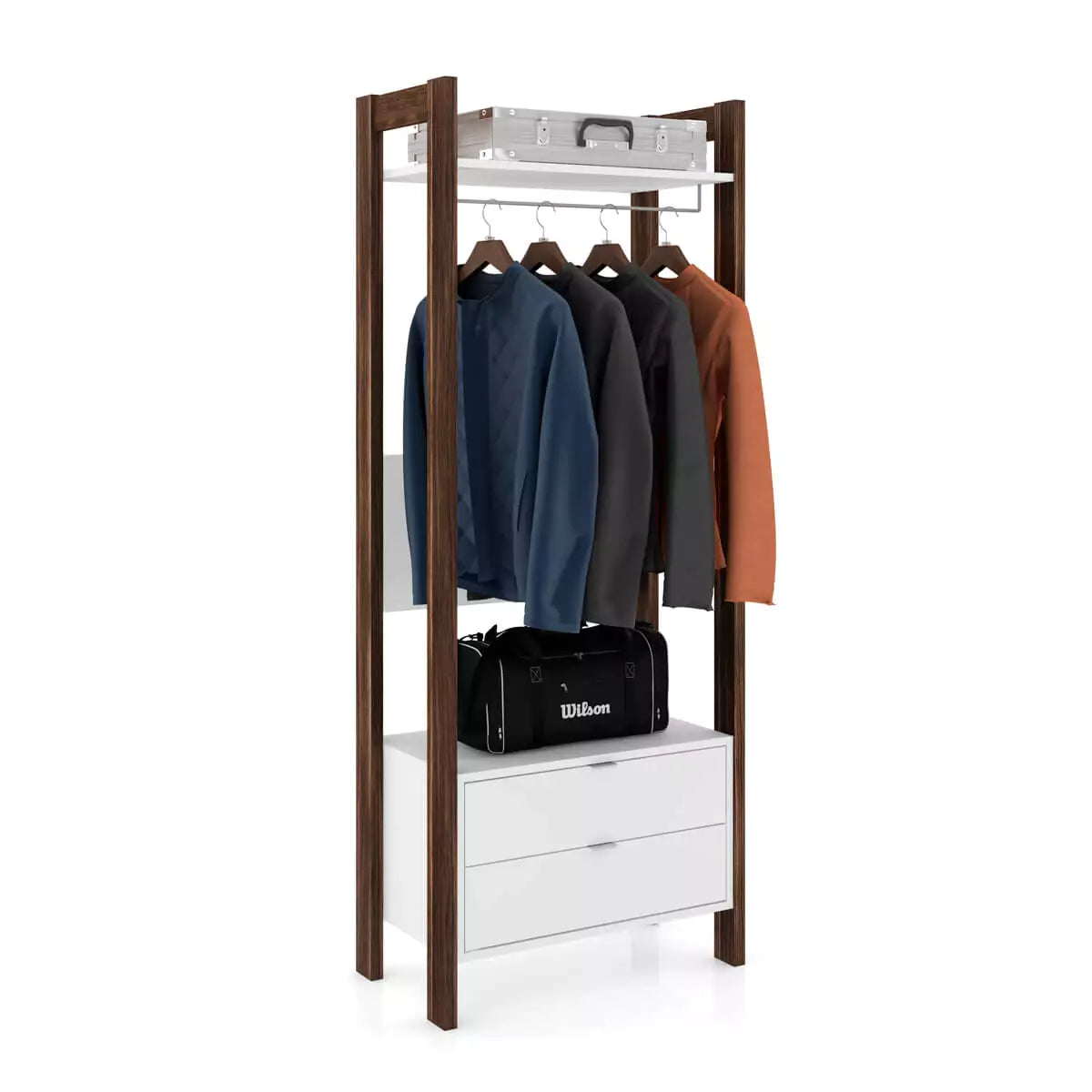 Armario Closet de Madera 165X65X36 - Blanco Nogal