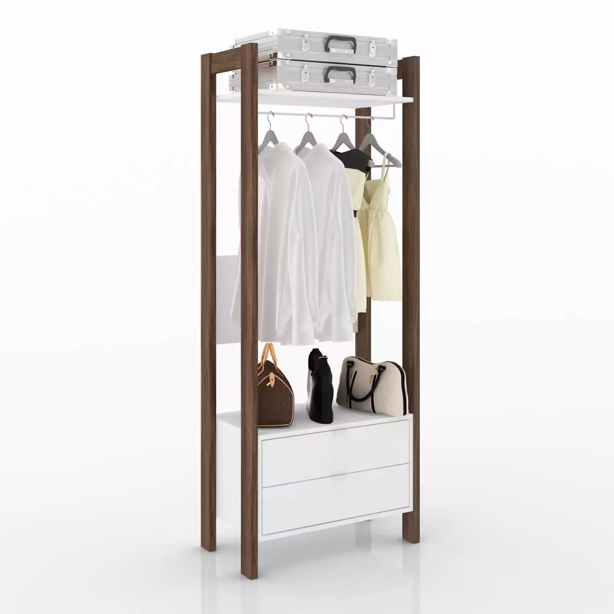 Armario Closet de Madera 165X65X36 - Blanco Nogal