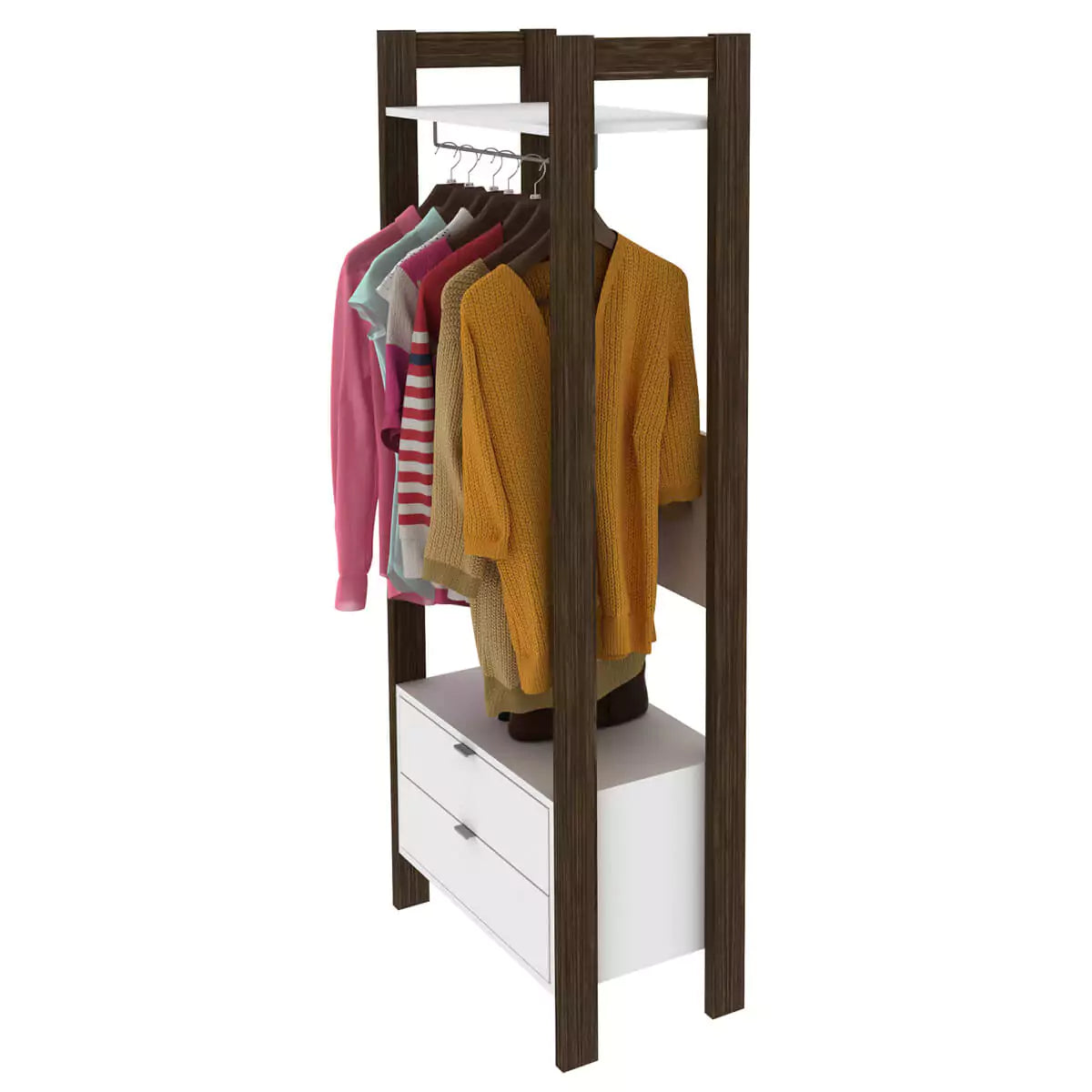 Armario Closet de Madera 165X65X36 - Blanco Nogal