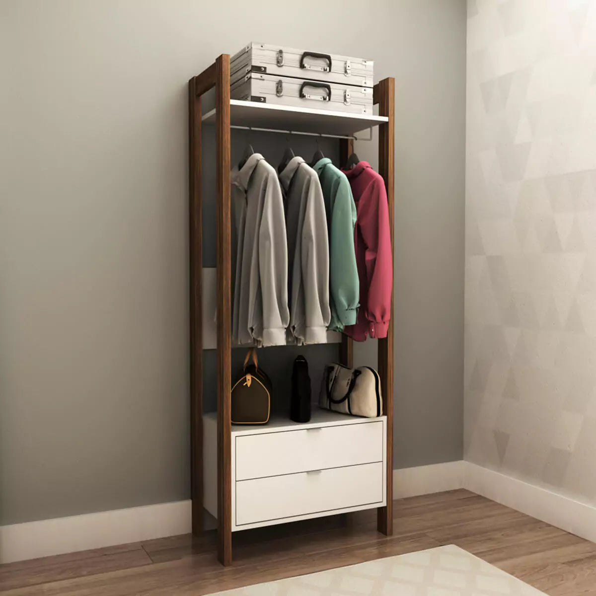 Armario Closet de Madera 165X65X36 - Blanco Nogal