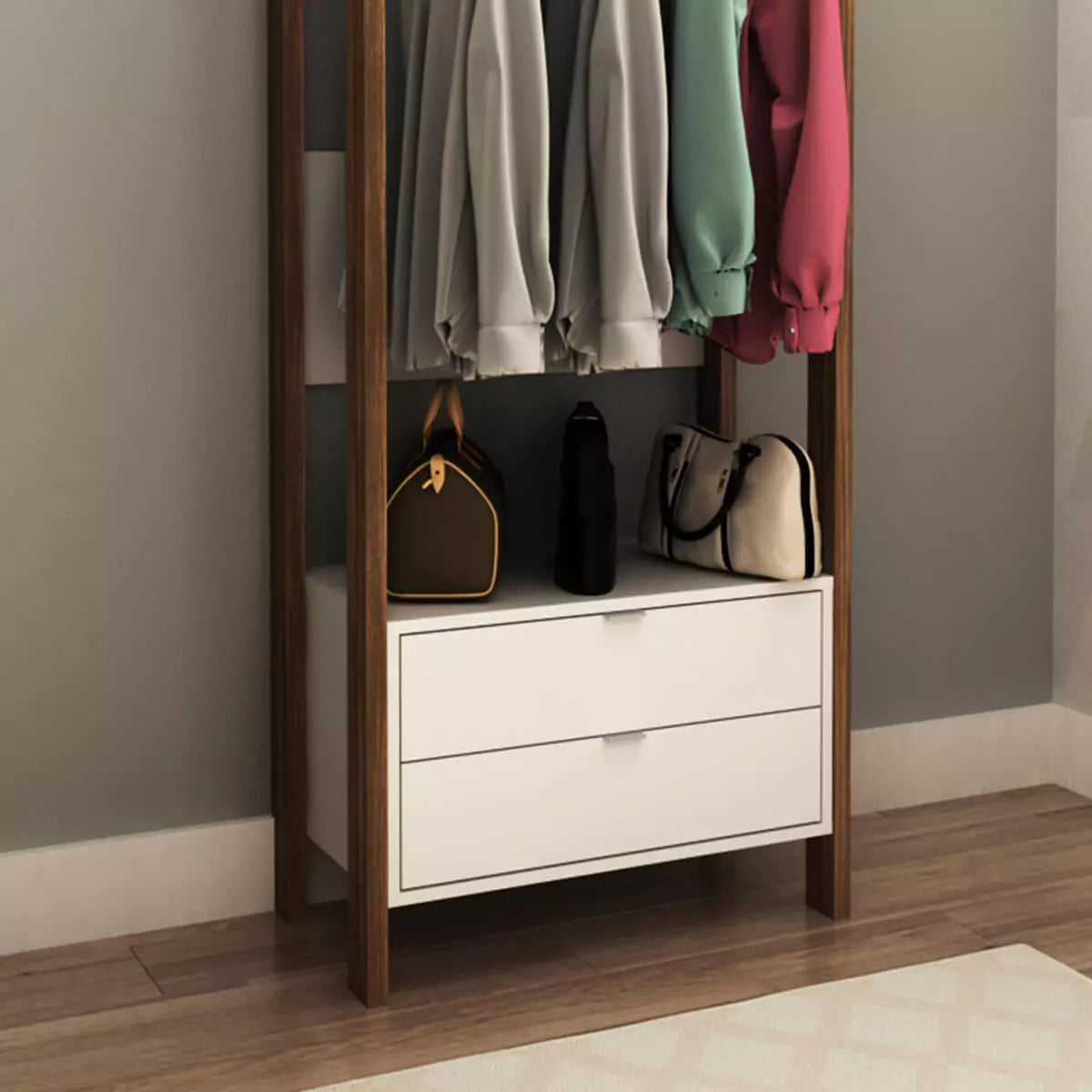 Armario Closet de Madera 165X65X36 - Blanco Nogal