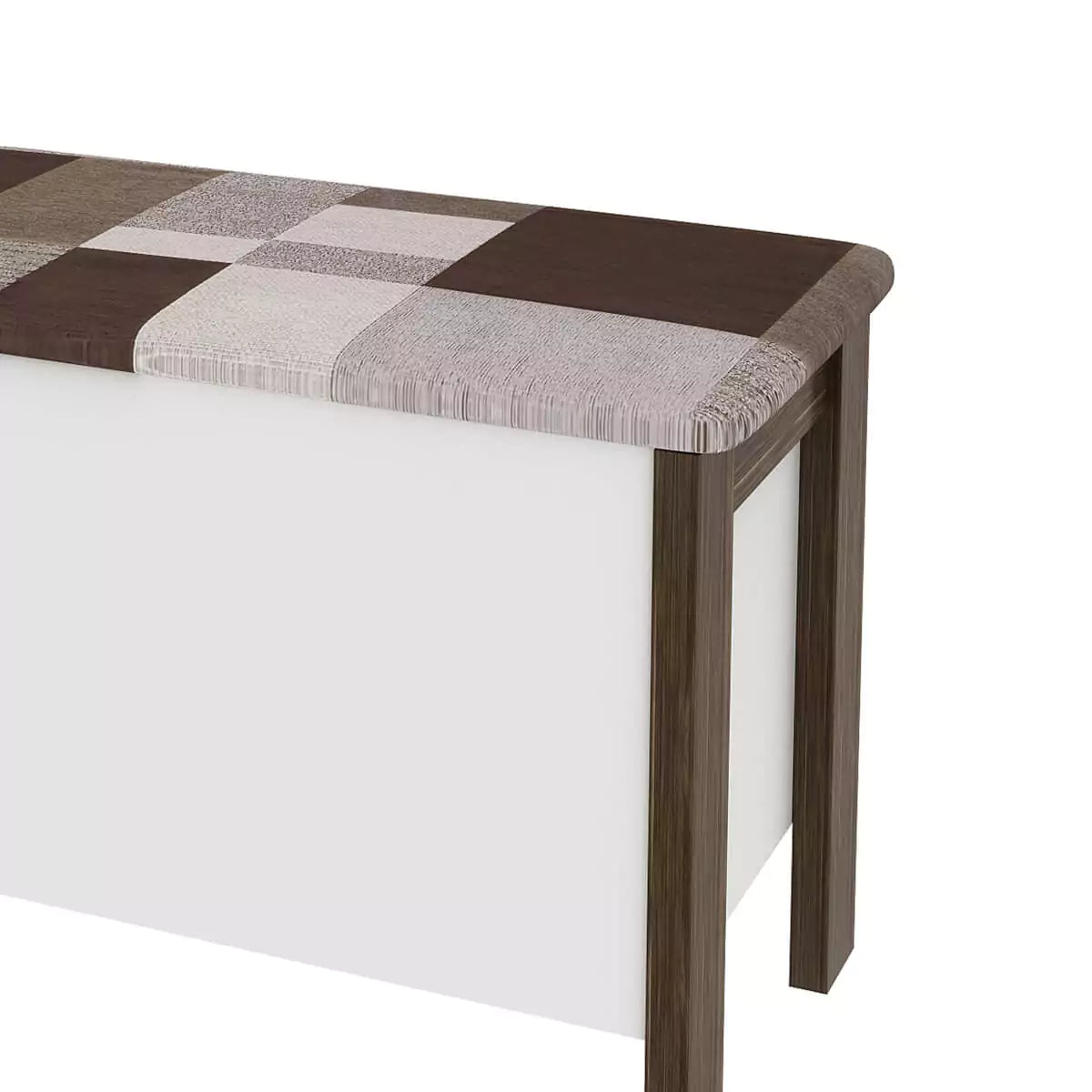 Puff Cofre 65 cm - Blanco Nogal - Tejido Geometrico