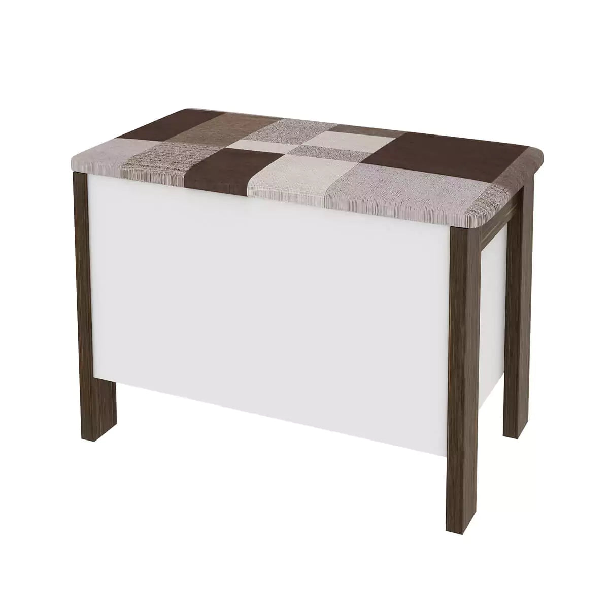 Puff Cofre 65 cm - Blanco Nogal - Tejido Geometrico