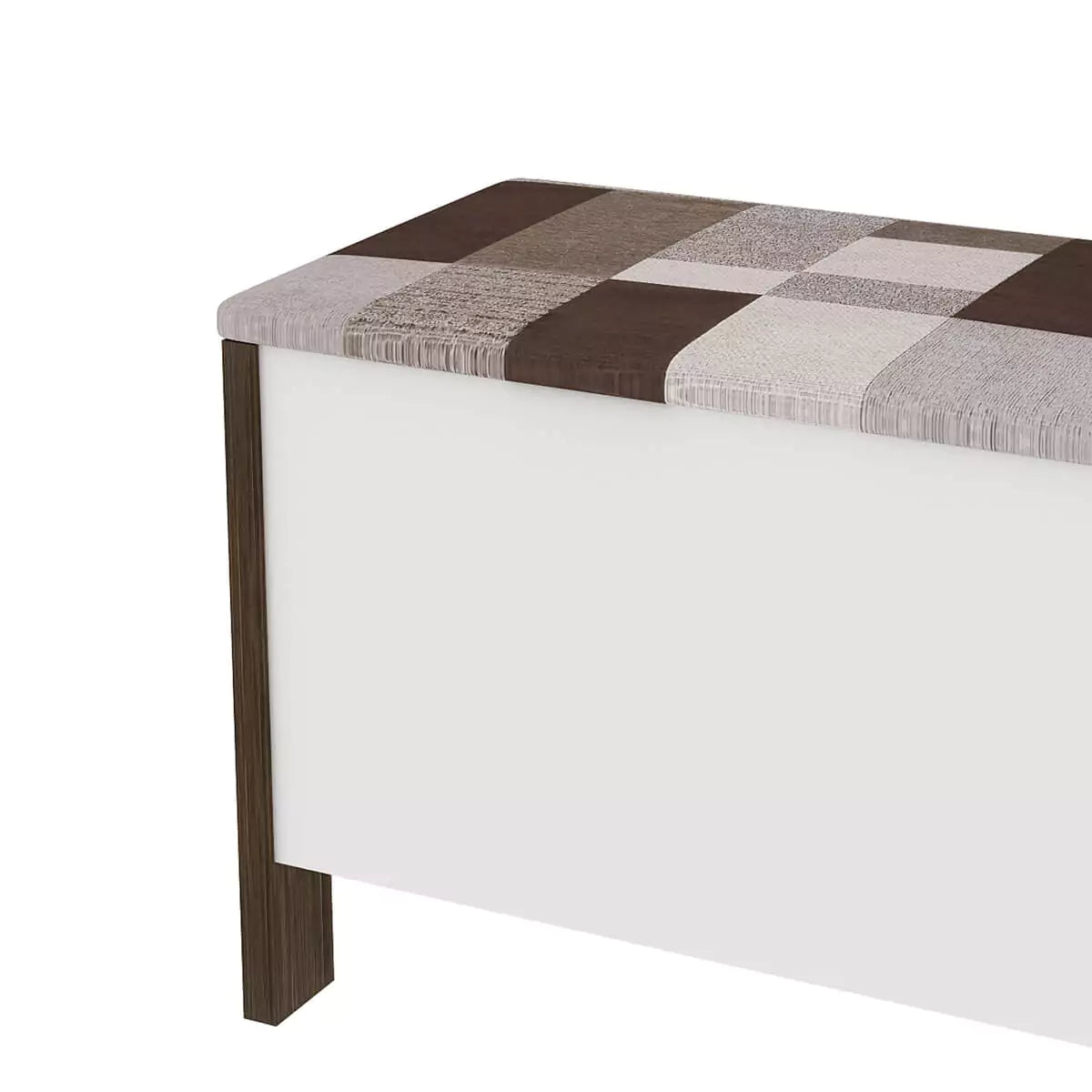 Puff Cofre 65 cm - Blanco Nogal - Tejido Geometrico