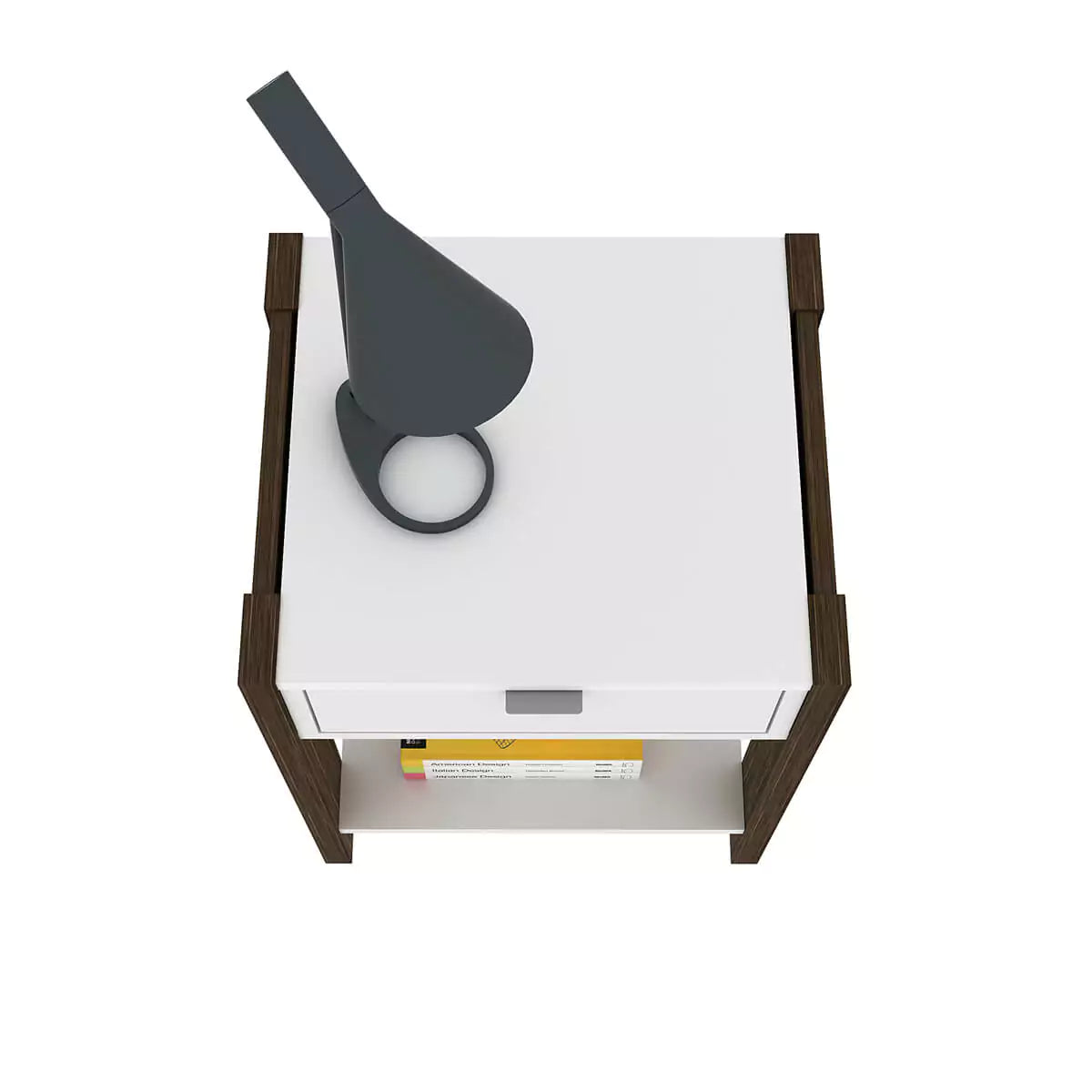 Mesa de Luz 1 Cajón 41x55x36 - Blanco Nogal