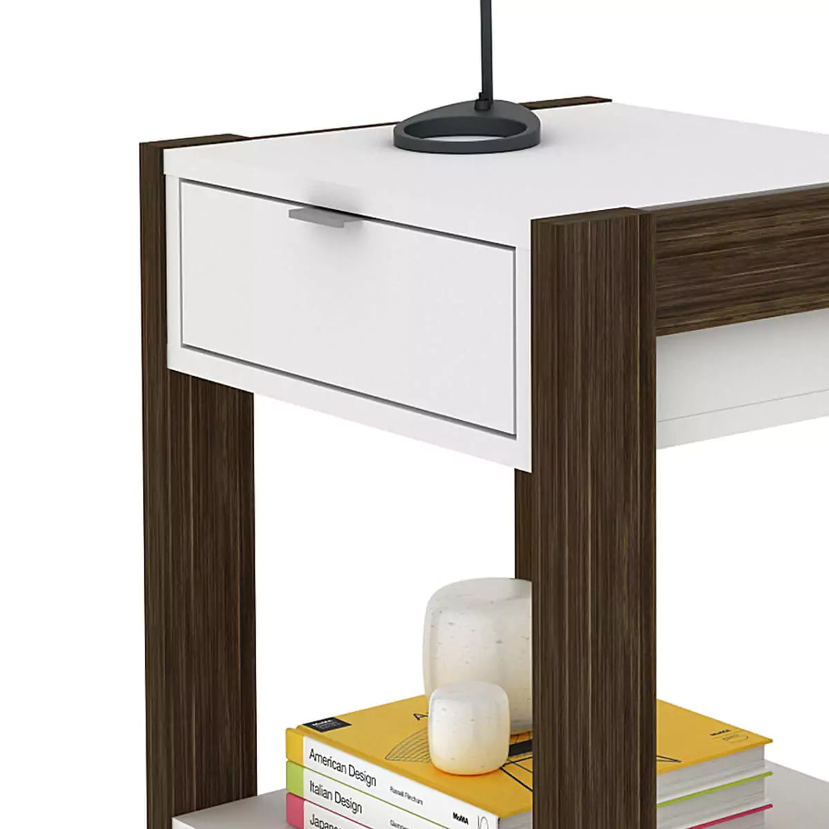 Mesa de Luz 1 Cajón 41x55x36 - Blanco Nogal