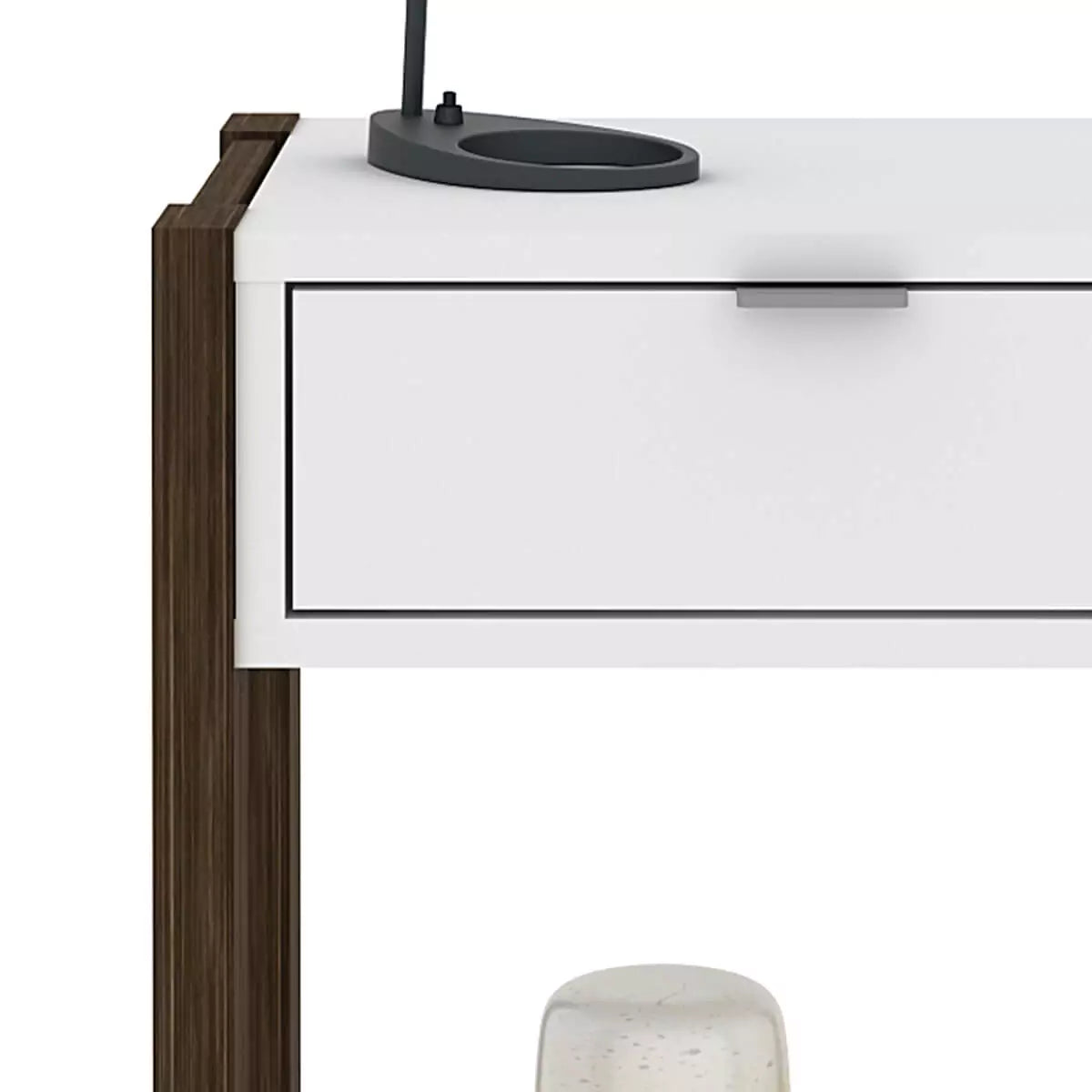 Mesa de Luz 1 Cajón 41x55x36 - Blanco Nogal