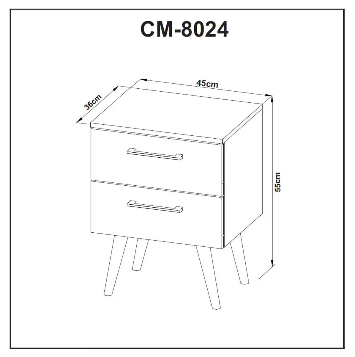 Mesa de Luz 2 Cajones 45x55x36 - Almendra Blanco