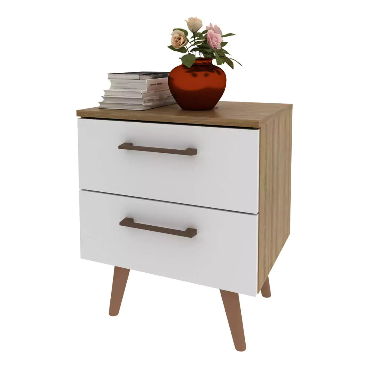 Mesa de Luz 2 Cajones 45x55x36 - Almendra Blanco