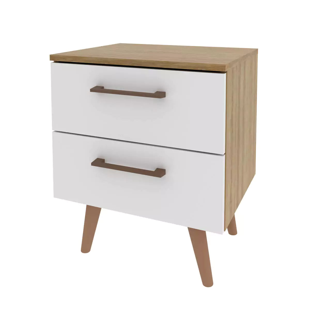 Mesa de Luz 2 Cajones 45x55x36 - Almendra Blanco