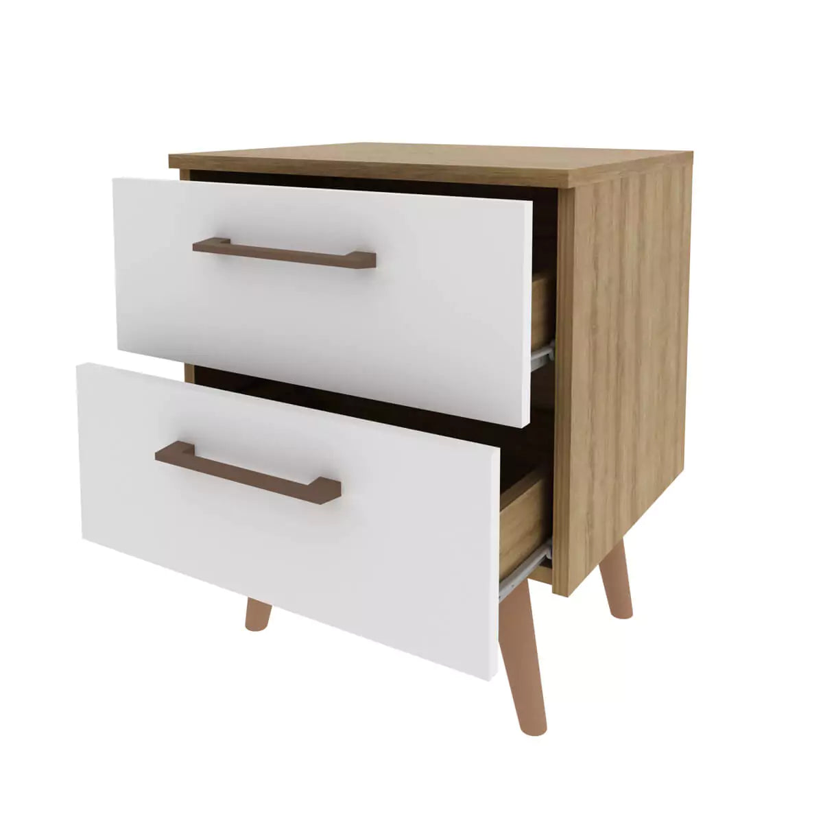 Mesa de Luz 2 Cajones 45x55x36 - Almendra Blanco