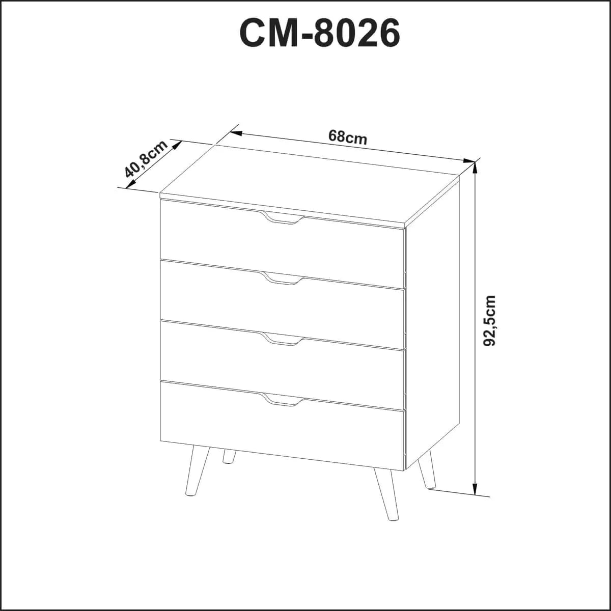 Gavetero 4 Cajones 68x93x41 - Almendra Blanco