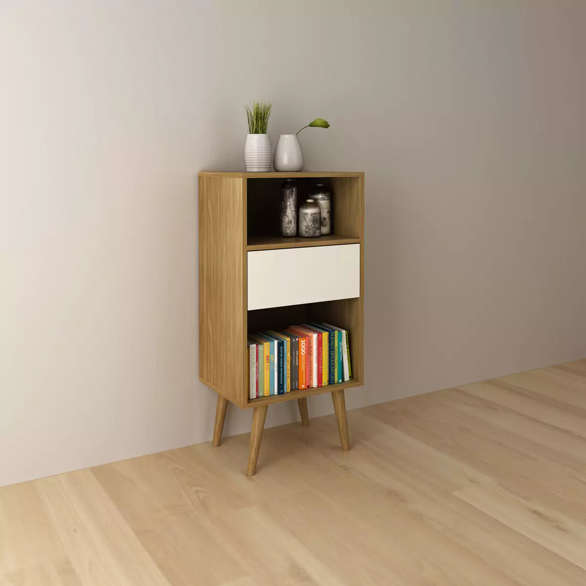 Estante para Sala 1 Caón 45x94x33 - Natural Blanco