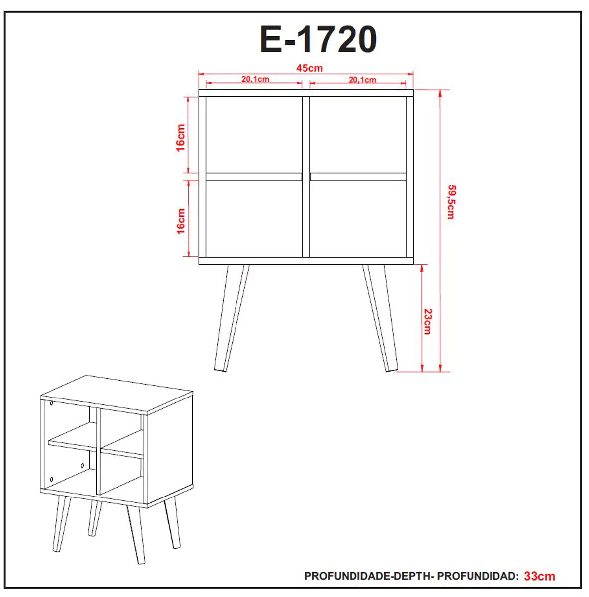 Mesa de Apoyo Lateral 45x60x33 - Almendra Blanco