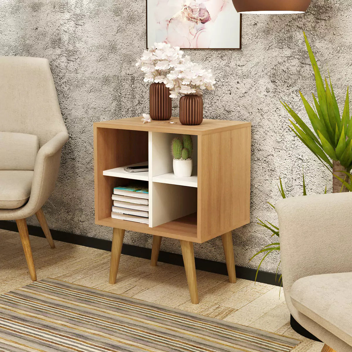 Mesa de Apoyo Lateral 45x60x33 - Almendra Blanco