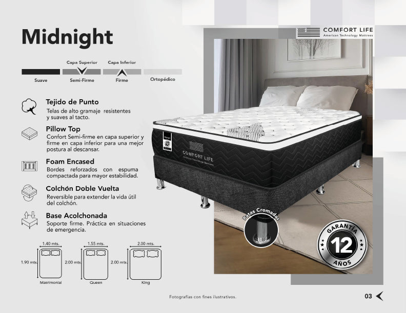 Cama Comfort Life Midnight Pillow Top