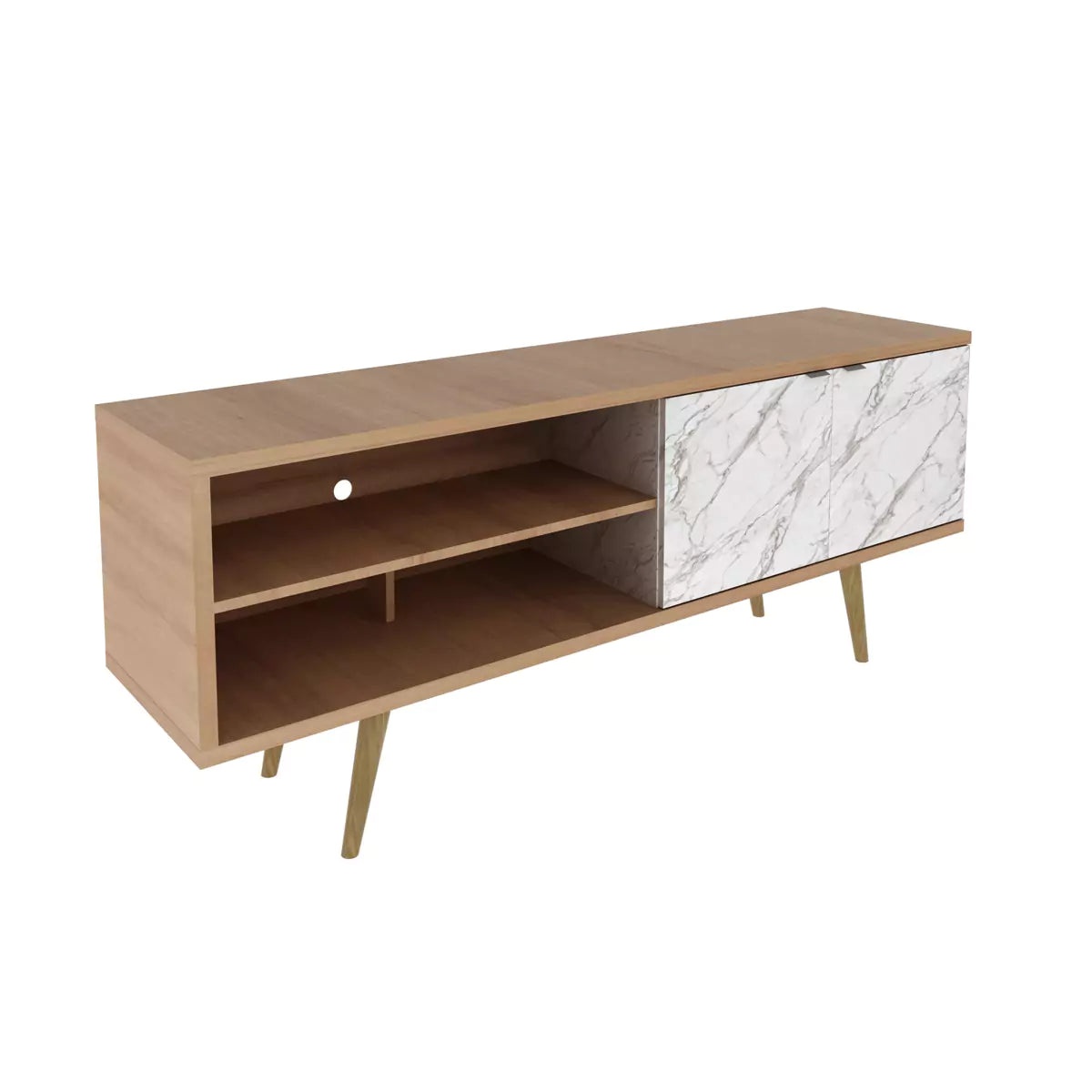 Rack para TV 60" 160x64x39 - Almedra / Marmol Blanco