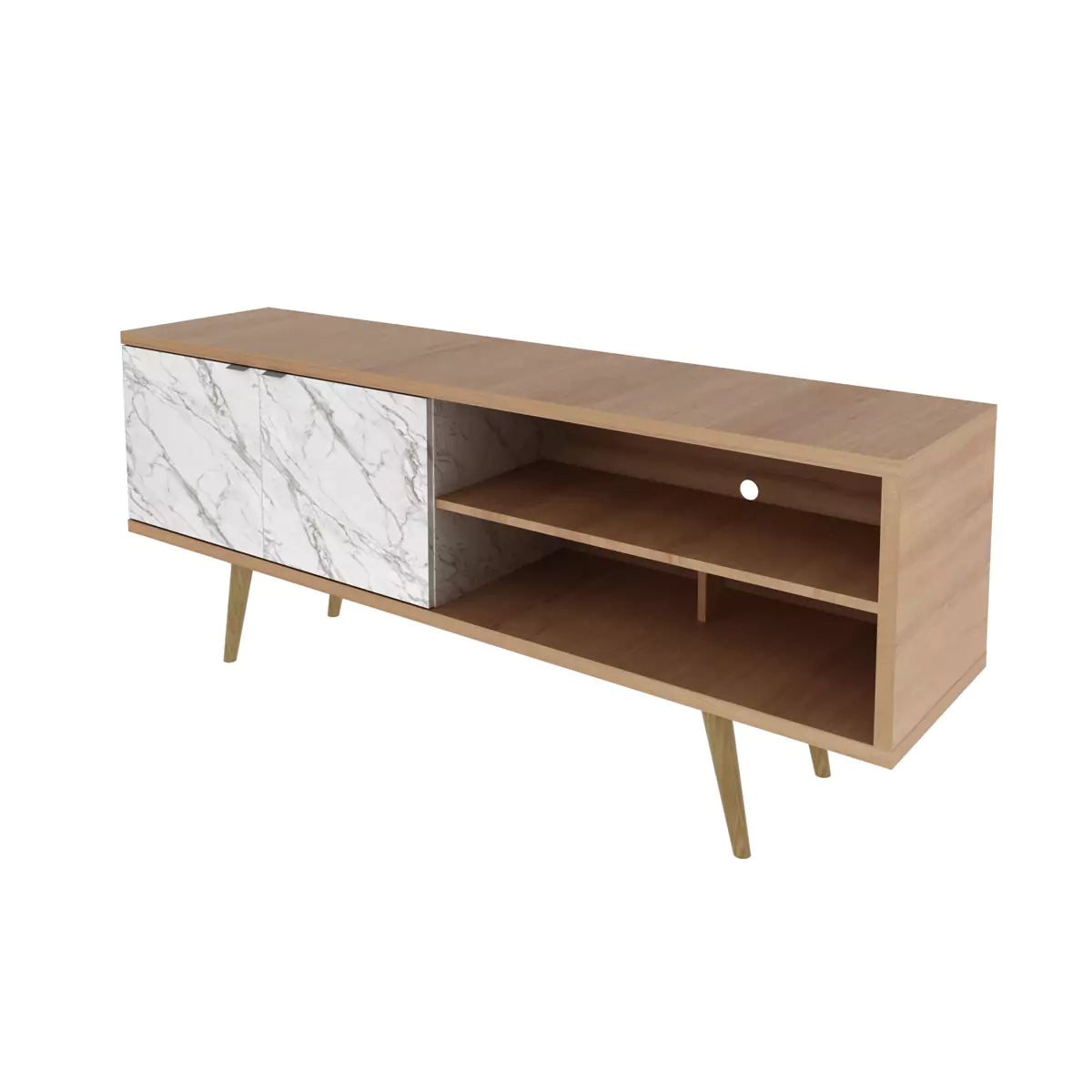 Rack para TV 60" 160x64x39 - Almedra / Marmol Blanco