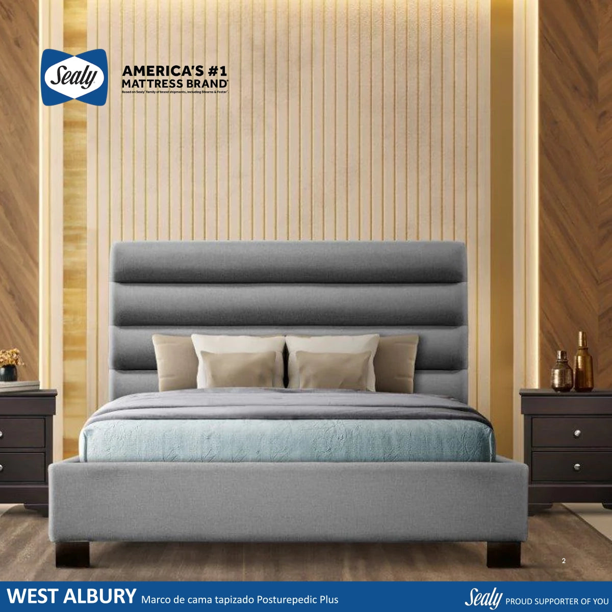 Camastron Sealy West Albury Posturepedic Queen Grafito